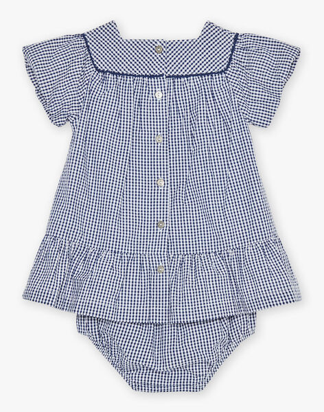 Robe en seersucker vichy bleu nuit et blanc FANONO / 23E1BFN1ROB070