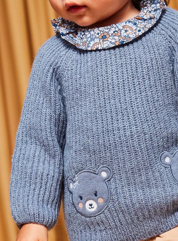 Pull bleu gris en tricot DAROMY / 22H1BFY1PULC206
