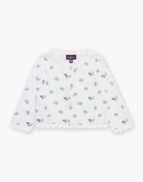 Gilet en tricot écru à imprimé fleuri FASABRINA / 23E1BFS1CAR001