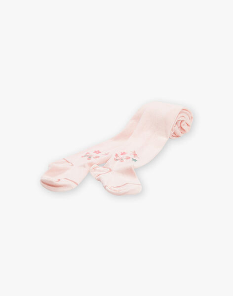 Collant rose pâle à Jacquard papillons et fleurs FIPAPIETTE / 23E4PFD1COLD300