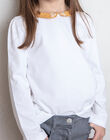 T-shirt blanc manches longues et col claudine enfant fille ZLIMETTE1 / 21E2PFK5TML001