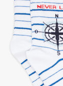 Chaussettes écrue à rayures bleues et Jacquard boussole FOSOLAGE / 23E4PGC1SOQ000
