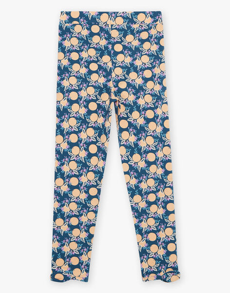 Legging bleu-vert à oranges et fleurs FLALEGETTE 2 / 23E2PFO2LG608