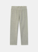 Pyjama écru et vert kaki en velours imprimé chien Garçon NUISPIAGE / 25H5PGB3PYJ005