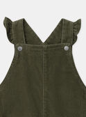 Ensemble salopette vert kaki en velours + body blanc imprimé chien + collant blanc Bébé Fille NAJULIETTE / 25H1BFQ1ENS009