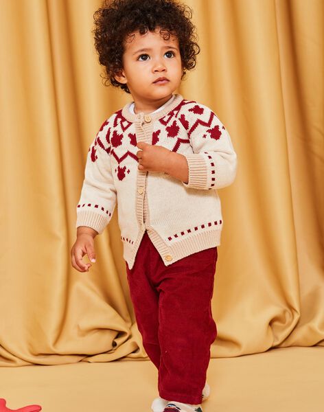 Gilet en tricot rouge et beige DAPIERRE / 22H1BGX1GILF512