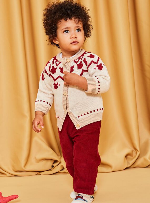 Gilet en tricot rouge et beige DAPIERRE / 22H1BGX1GILF512