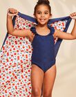 Serviette bleu marine et blanc à imprimé cerise orange foncé FRYSERETTE / 23E4PFL1SRV001