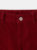 Pantalon en velours rouge LAROVAGE / 24H3PGR2PAN501