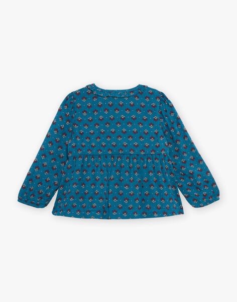 Blouse bleu canard à imprimé fleuri DAMELODIE / 22H1BFU1CHE714