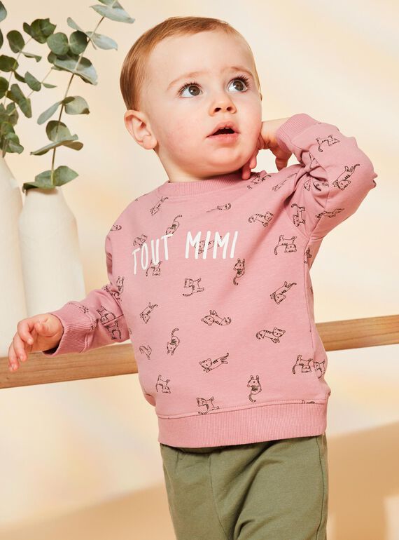 Sweat rose vintage avec animaux FAGETIENNE / 23E1BGD2SWED332