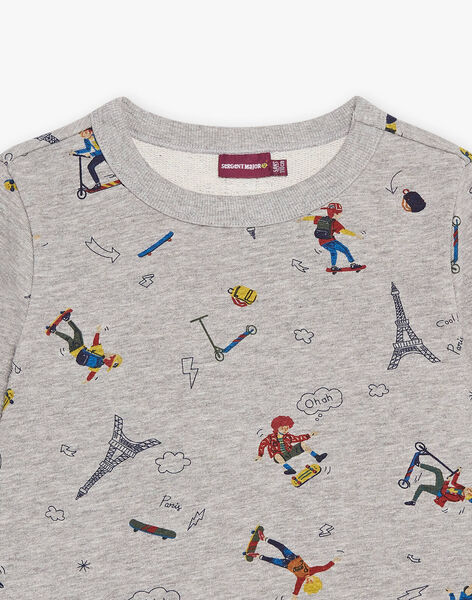 Sweat gris chiné à imprimé fantaisie DAJIRAGE / 22H3PGE1SWE943