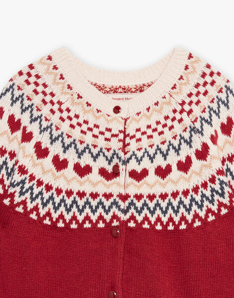 Cardigan rouge et beige en laine mélangée DRIKERETTE / 22H2PFX2CARF526