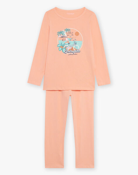 Pyjama deux pièces orange pâle en coton avec cape tête de panthère FLOPOETTE 1 / 23E5PF43PYTE402