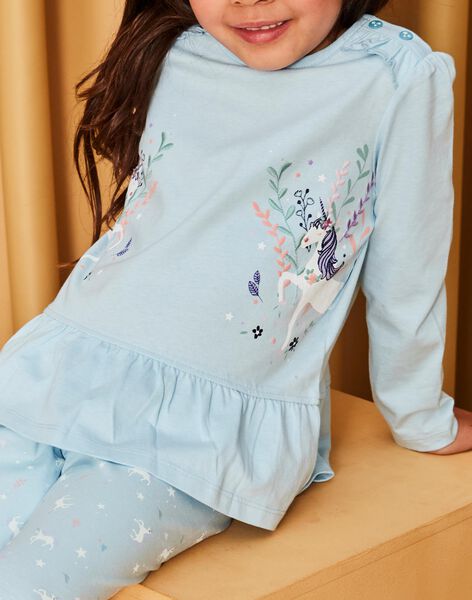 Pyjama bleu à motifs licornes DOULIETTE / 22H5PF23PYJ222