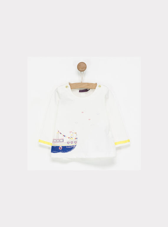 Tee shirt manches longues ecru NAFLORA / 18E1BFF1TML001