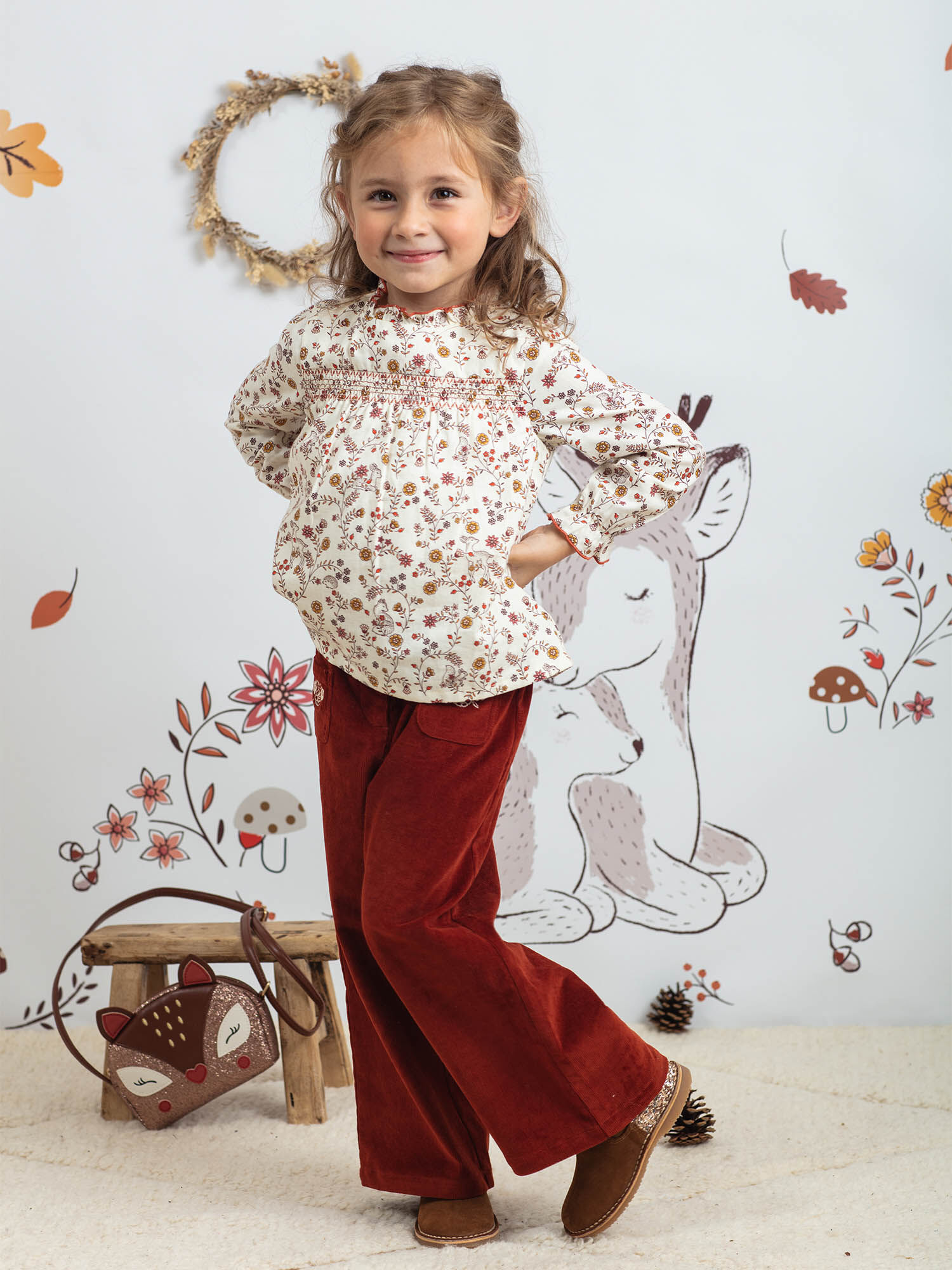 Pantalon large rouge fonce enfant fille Fille Sergent Major