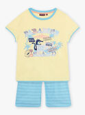 Pyjama jaune fluo et bleu à motif crocodile à la plage enfant garçon CAPLAGE / 22E5PG51PYJB113