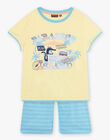 Pyjama jaune fluo et bleu à motif crocodile à la plage enfant garçon CAPLAGE / 22E5PG51PYJB113