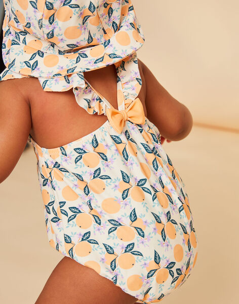 Maillot de bain 1 pièce orange et bleu à imprimé clémentines FITERESE / 23E4BFM1MAI114