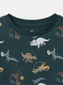 Pyjama vert foncé imprimé dinosaures Garçon NUIAVIAGE / 25H5PGB1PYJ001