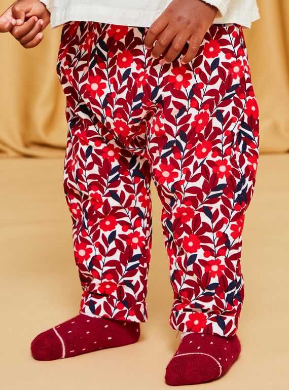 Pantalon en velours côtelé à imprimé fleuri DAORIANE / 22H1BFX1PAN001