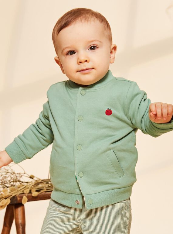 Gilet réversible vert et vanille en molleton style varsity FACRISTO / 23E1BGB1GIL611