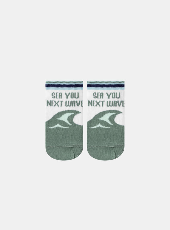 Chaussettes Jacquard Animation See You Next Wave blanche et turquoise KLIVAGAGE / 24E4PGR1SOQG600