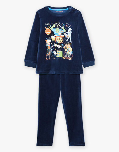 Ensemble pyjama en velours et sac à imprimé Halloween. DALOAGE / 22H5PGS1PYJ702