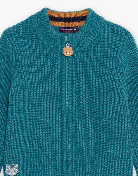 Gilet en maille bleu canard DANOUR / 22H1BGU1GIL714