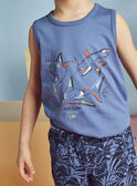 Débardeur bleu motif fantaisie requins enfant garçon CYDEBAGE1 / 22E3PGT1DEBC240