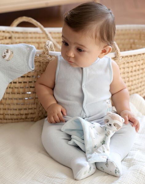 Ensemble grenouillère bleu ciel et gilet écru FORLAN / 23E0NG62ENS614
