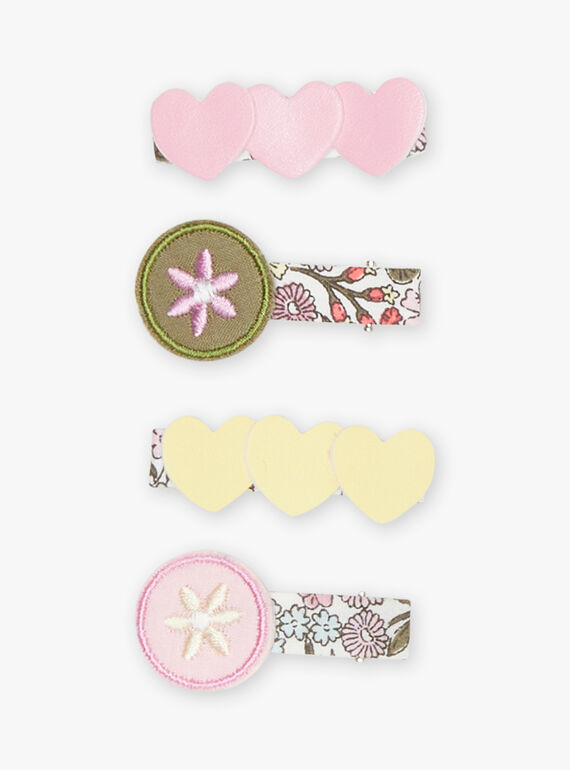 Lot de 4 barrettes à imprimé fleuri enfant fille COFRETTE / 22E4PFQ4BRTB112