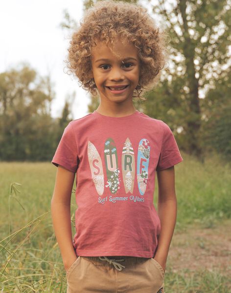 T-shirt rouge thème surf FISURFAGE / 23E3PGD2TMC303