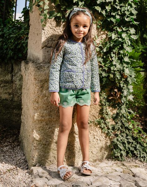 Short vert à broderies fantaisie FUSHOETTE / 23E2PFN1SHOG600