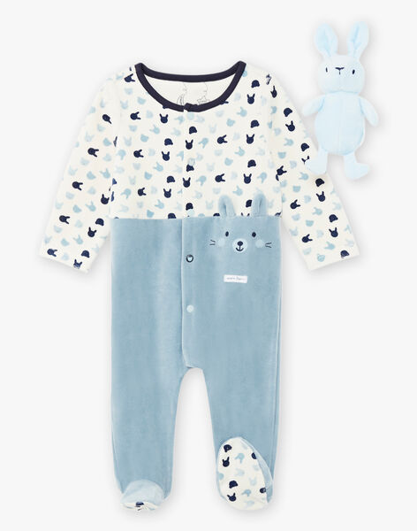 Grenouillere Bicolore En Velours Imprime Lapin Et Peluche Bebe Garcon Achat En Ligne Pyjama Et Grenouillere Sergentmajor