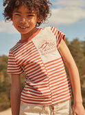 T-shirt roux et sable à imprimé à rayures FLIROAGE / 23E3PGP1TMCE406