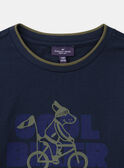T-shirt bleu foncé imprimé chien Garçon NUPREMAGE / 25H3PGQ1TML070