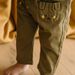 Pantalon coupe droite en twill kaki