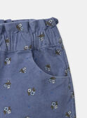 Short bleu à motif fleurs en velours Fille NUSHORETTE / 25H2PFQ1SHO205