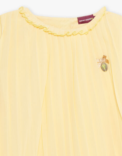 Robe en mousseline plissée jaune soleil bébé fille CYCLARETTE / 22E2PF31ROB102