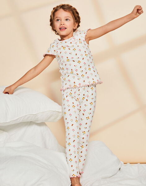 Pyjama écru à imprimé fleurs et renards FLOROETTE / 23E5PF34PYJ001
