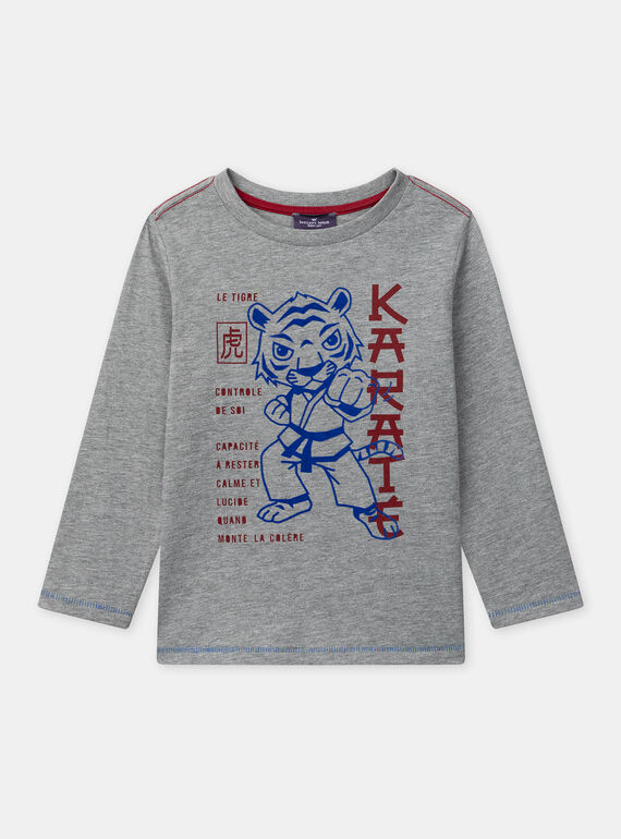 T-shirt gris imprimé tigre à manches longues Garçon NOKARAGE / 25H3PGP2TML943