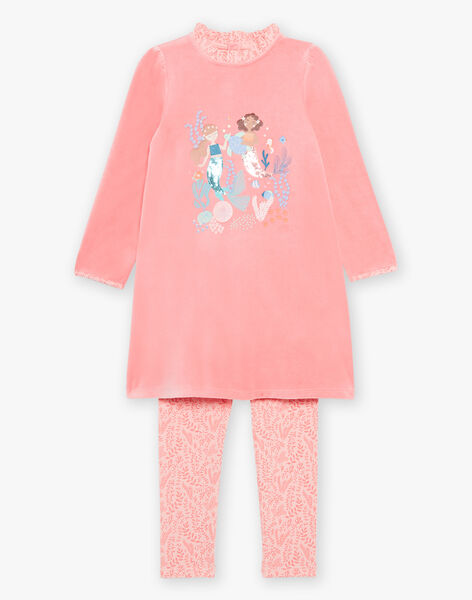 Pyjama deux pièces rose en velours avec sirènes 23E5PF22CHN404
