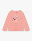 T-shirt rose à animation ciel fantaisie multi-technique enfant fille CASTETTE / 22E2PF71TMLD329