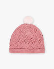 Bonnet vieux rose en tricot ajouré DRAJORETTE / 22H4PFM1BOND312