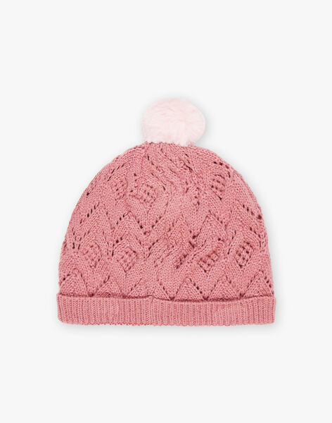 Bonnet vieux rose en tricot ajouré DRAJORETTE / 22H4PFM1BOND312