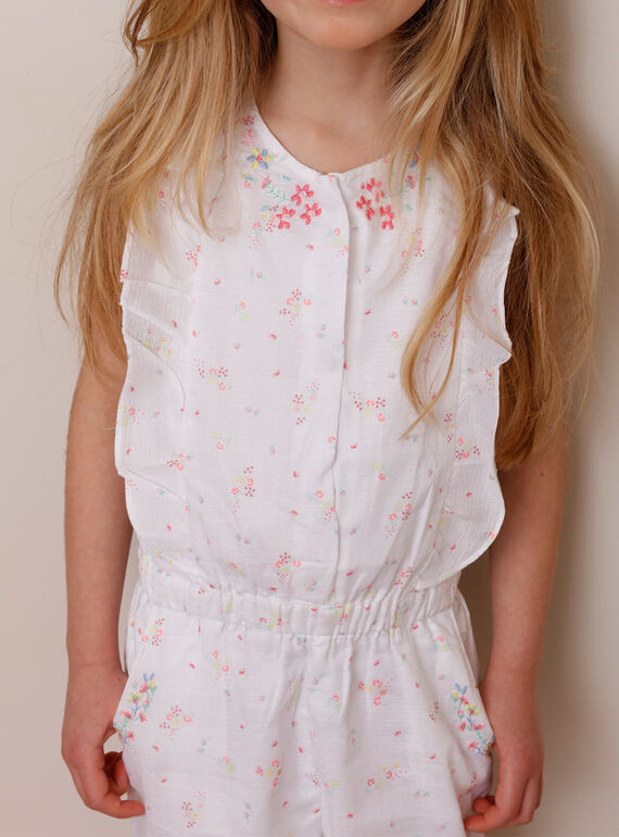 Combinaison écrue à imprimé fleuri enfant fille TYFOETTE / 20E2PFJ2CBL000