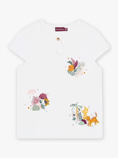 T-shirt écru imprimé fleuri enfant fille COBETTE / 22E2PF93TMC001