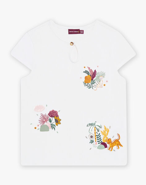 T-shirt écru imprimé fleuri enfant fille COBETTE / 22E2PF93TMC001